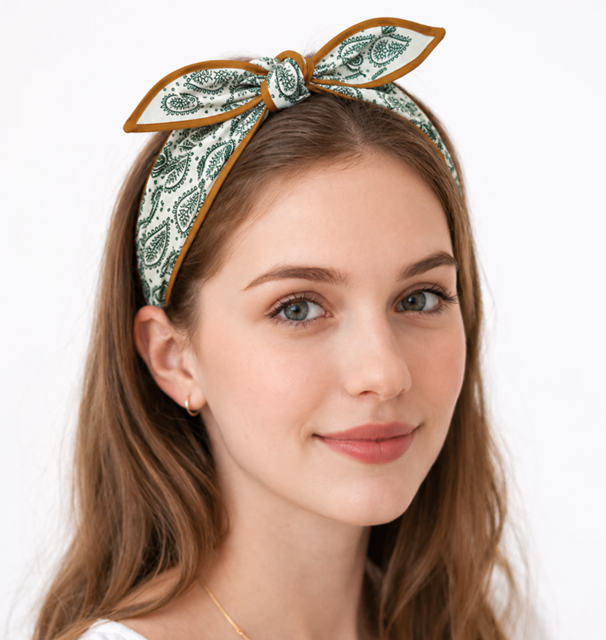Paisley floral print headband with bow