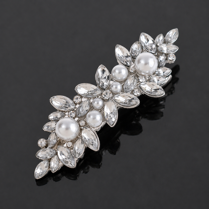 Rhinestones floral metal hair barrette