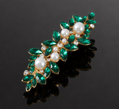 Rhinestones floral metal hair barrette