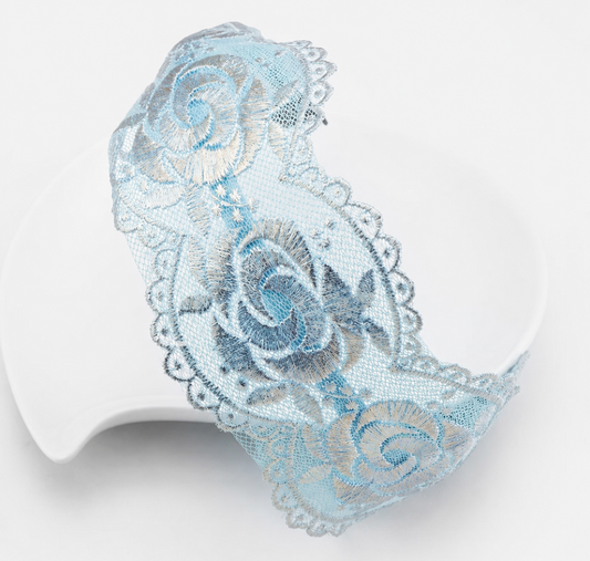 Golden thread & rose flowers lace headband