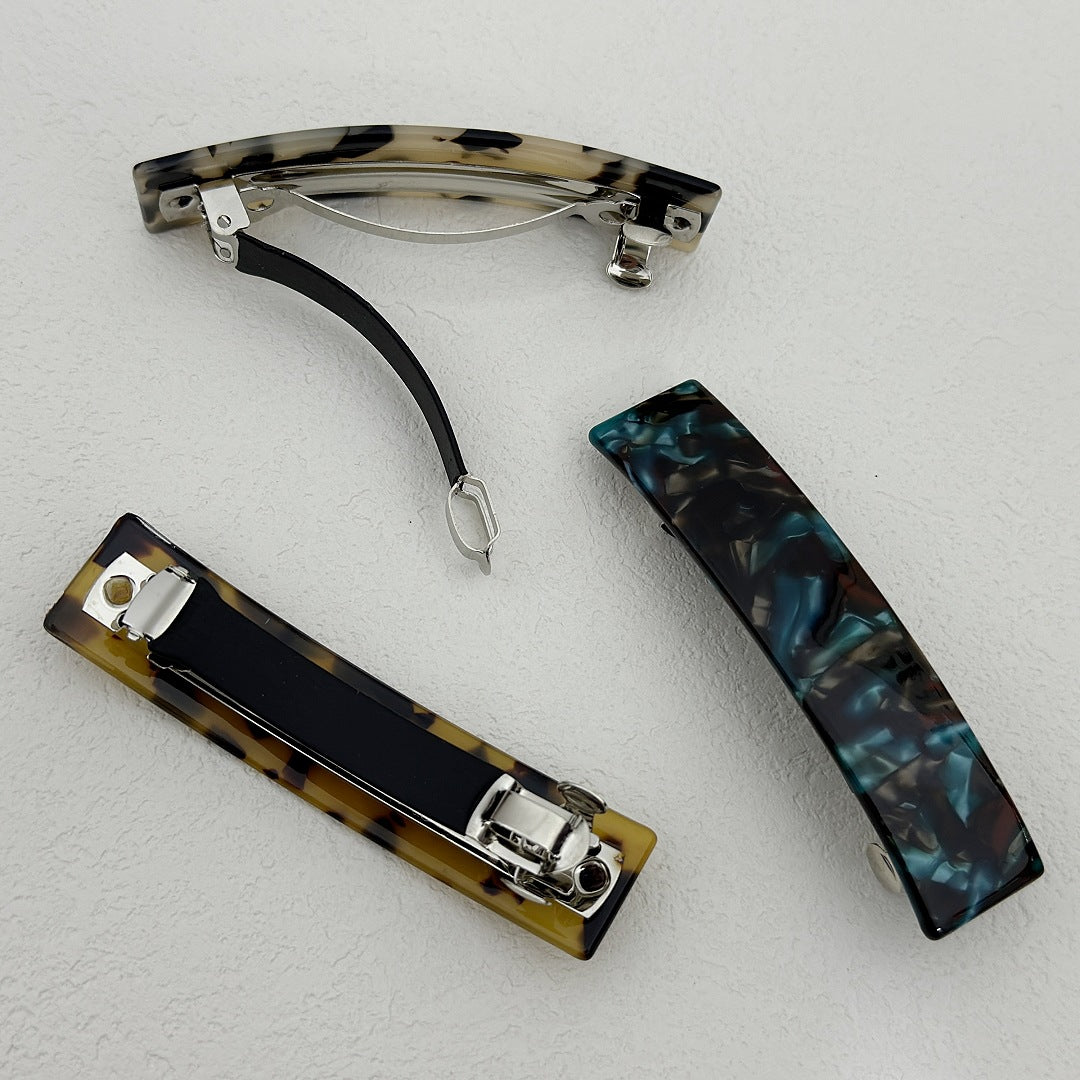 Rectangle resin hair barrette