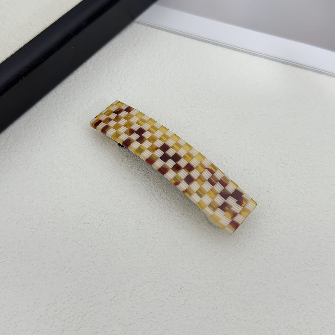 Rectangle resin hair barrette