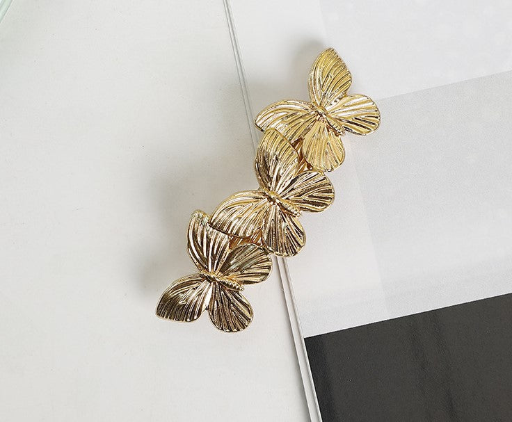 Triple butterflies small hair barrette