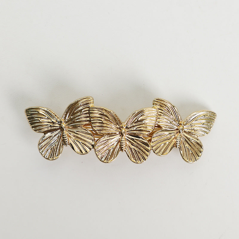 Triple butterflies small hair barrette