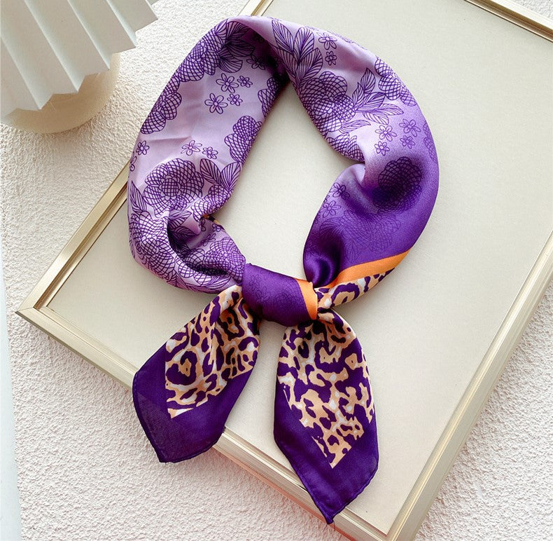 Floral leopard square scarf