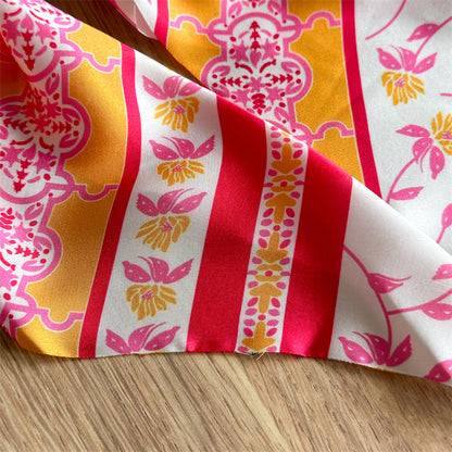 Printed satin scrunchies with scarf