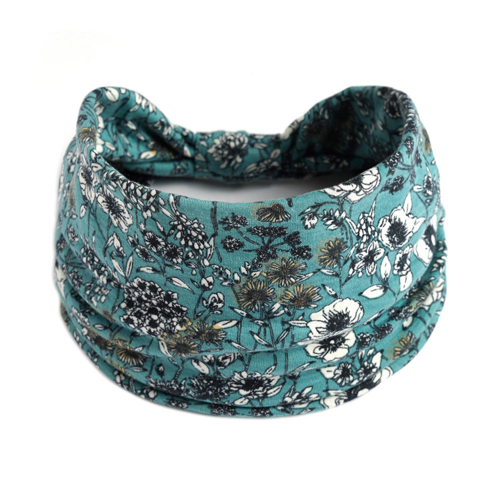 Country flowers print 2-way bandanna hair band