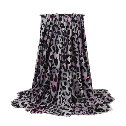 Large leopard fringed scarf