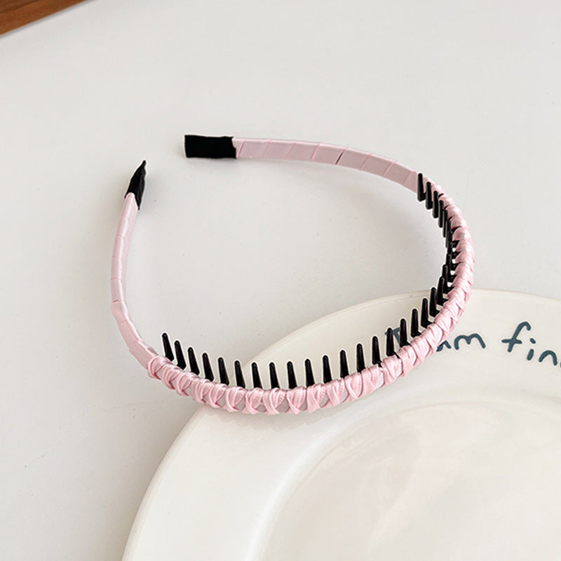 Satin ruched headband with teeth