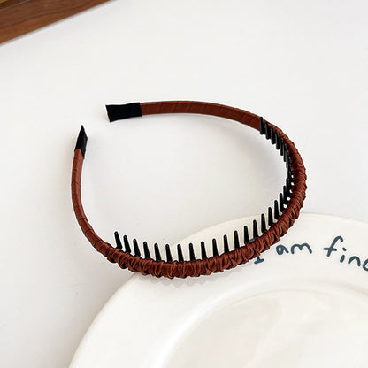 Satin ruched headband with teeth