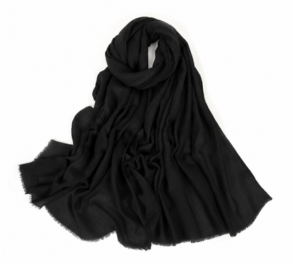Fringed solid long scarf