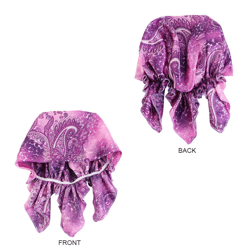 Printed satin hair cap with tail