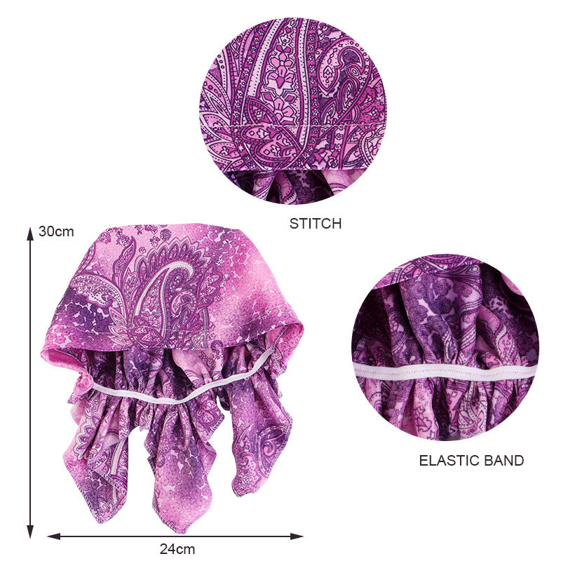 Printed satin hair cap with tail