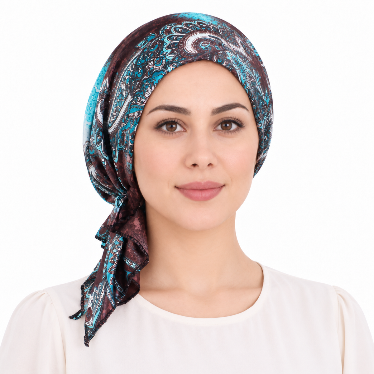 Printed satin hair cap with tail