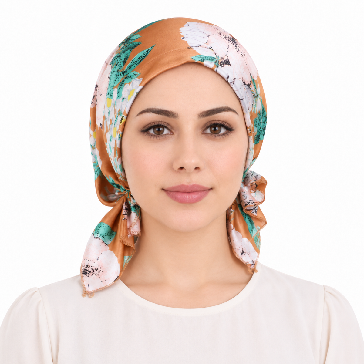 Printed satin hair cap with tail