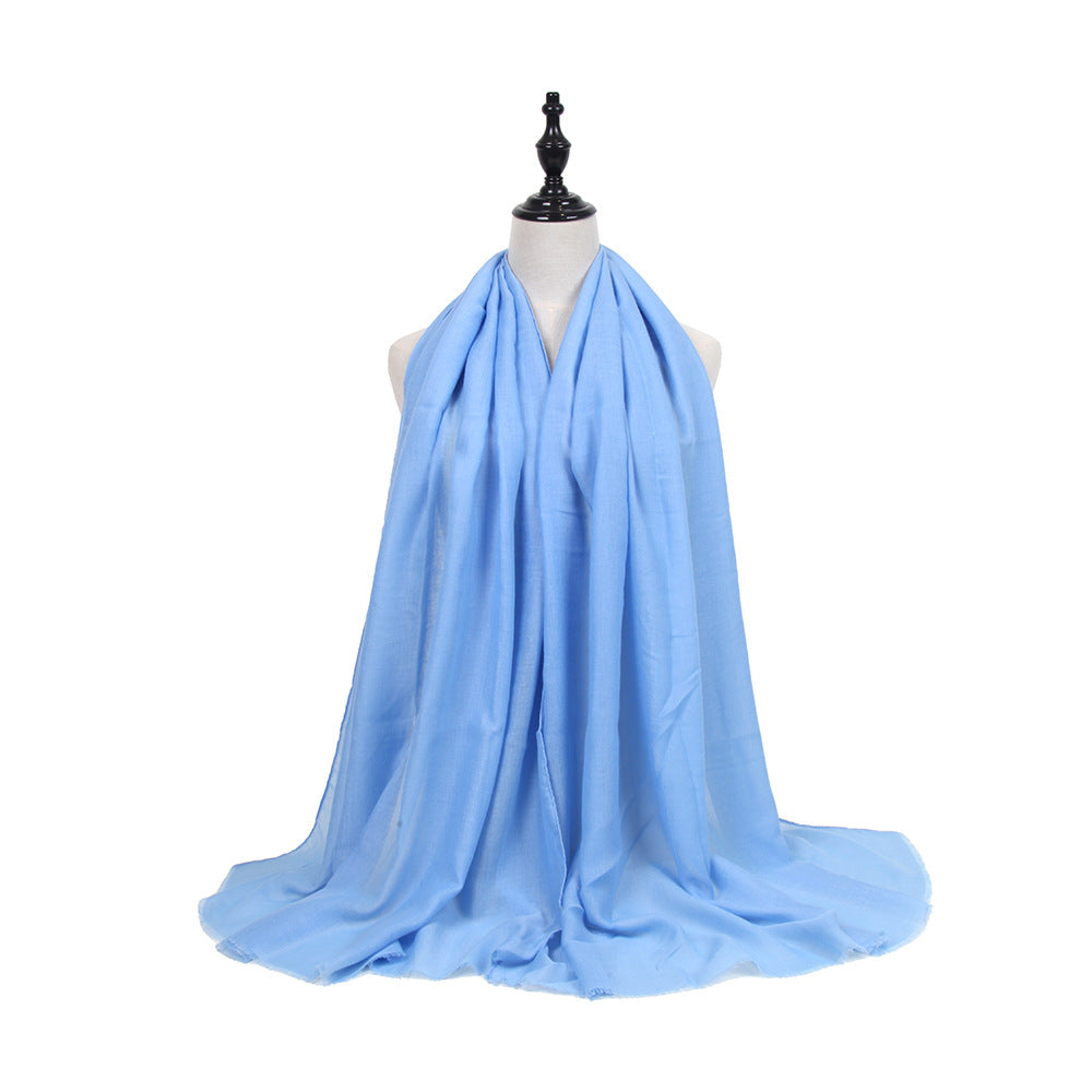 Fringed solid long scarf