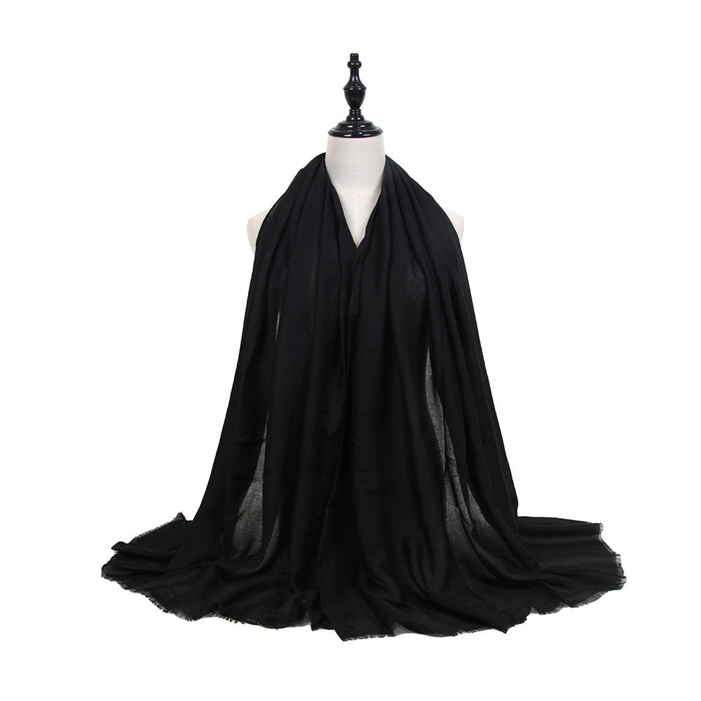 Fringed solid long scarf