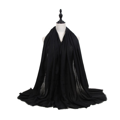 Fringed solid long scarf
