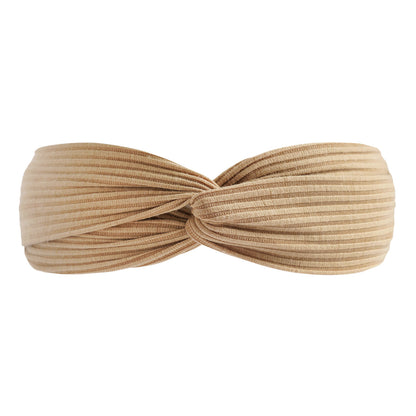 Twist front ribbed cotton elastic headband