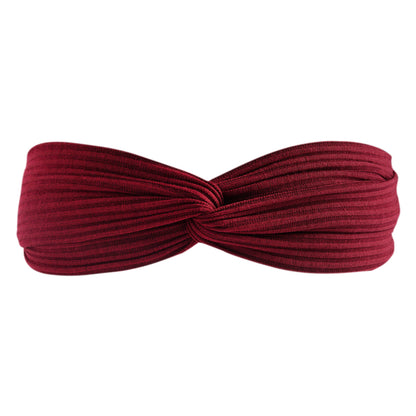 Twist front ribbed cotton elastic headband