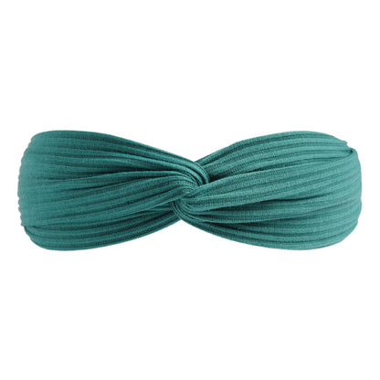 Twist front ribbed cotton elastic headband