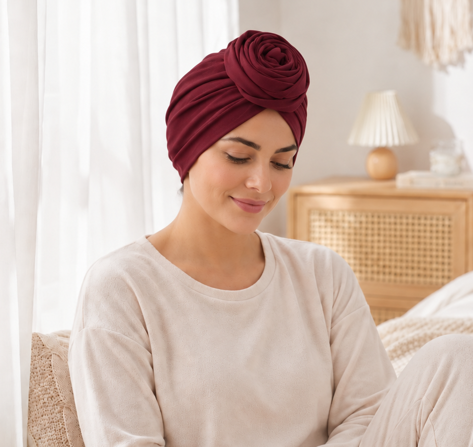 Large flower top hair cap