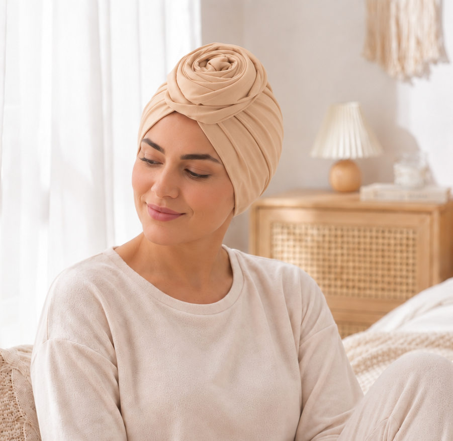 Large flower top hair cap