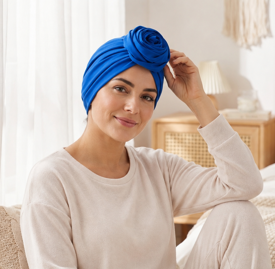 Large flower top hair cap