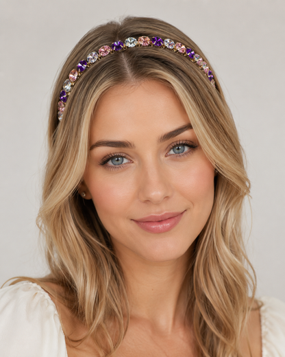 Multicoloured rhinestones alloy headband
