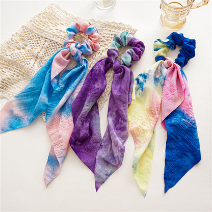 Multicoloured tie dye scrunchies with scarf