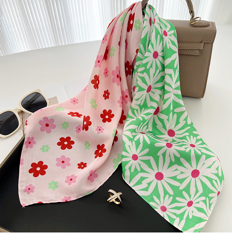 Mixed flowers square scarf