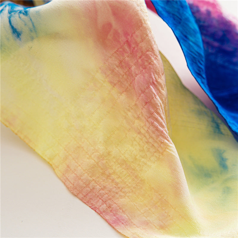 Multicoloured tie dye scrunchies with scarf
