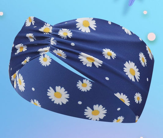 Daisy flowers printed sporty hair band