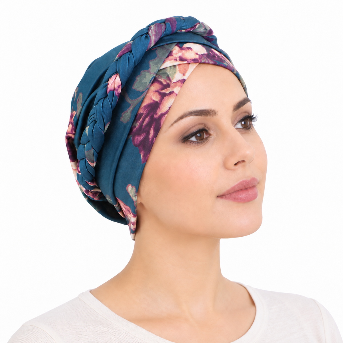 Floral hair cap with braids