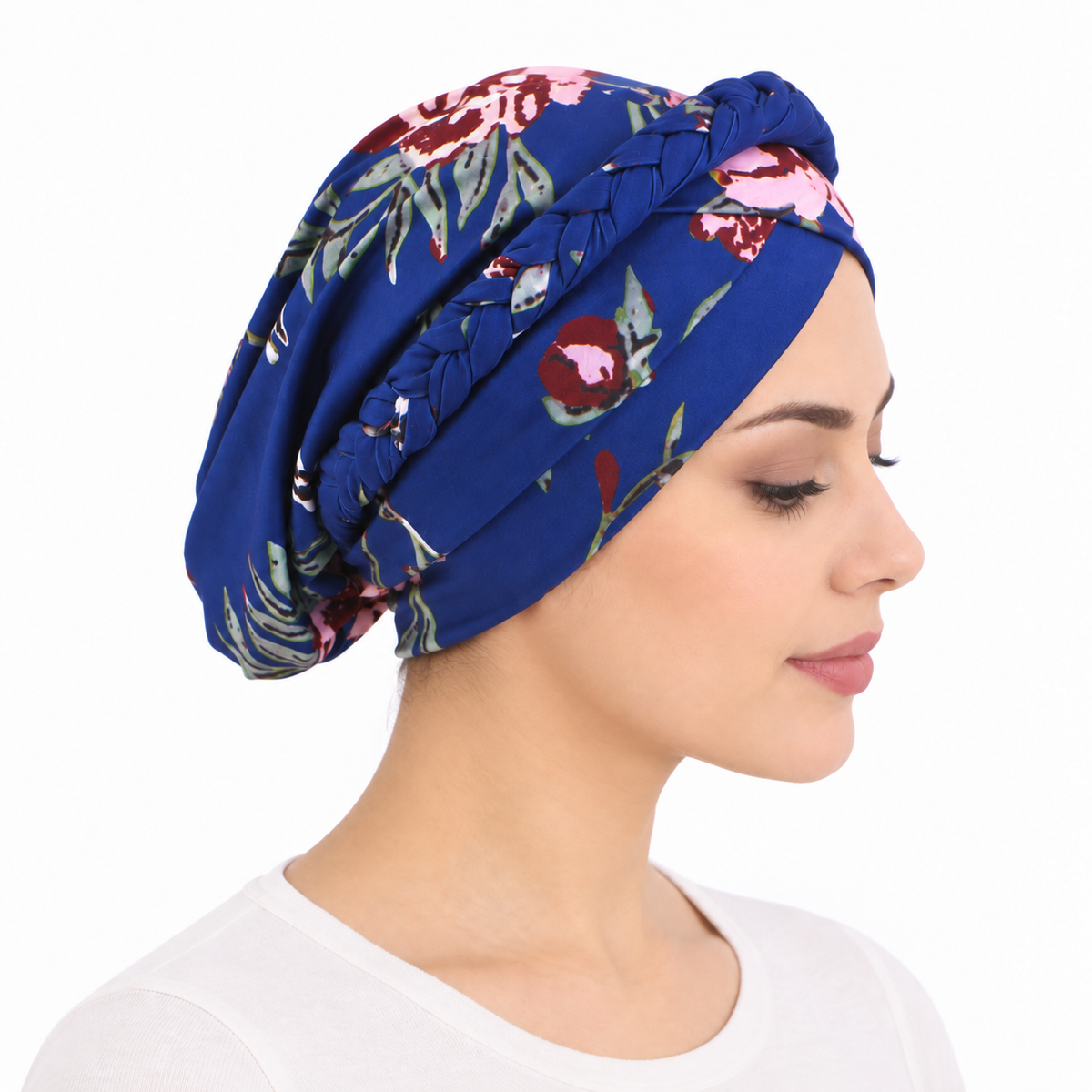 Floral hair cap with braids