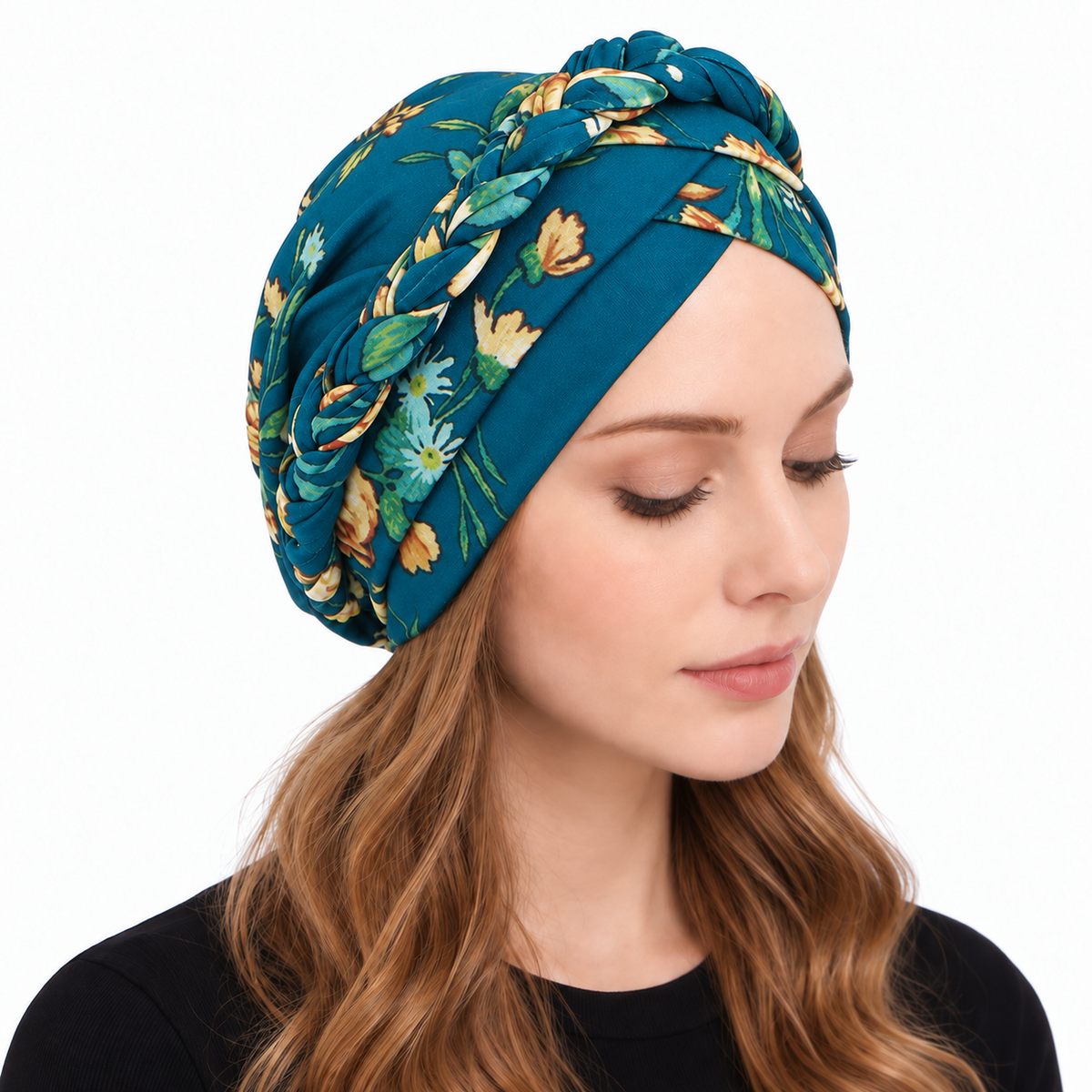 Floral hair cap with braids