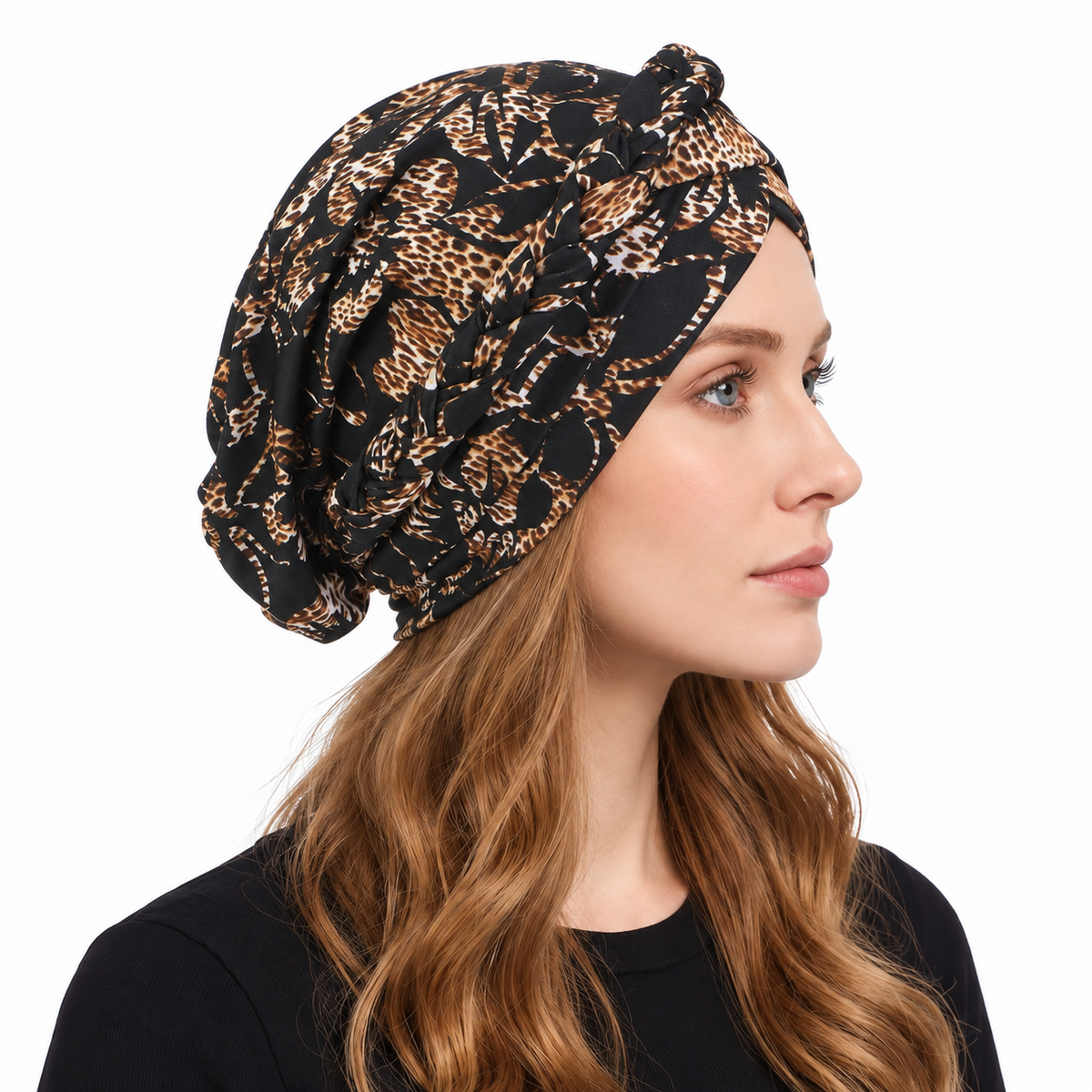 Floral hair cap with braids