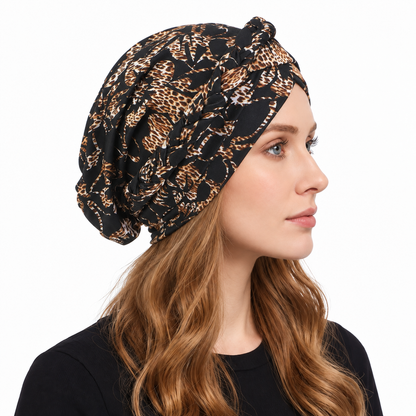 Floral hair cap with braids