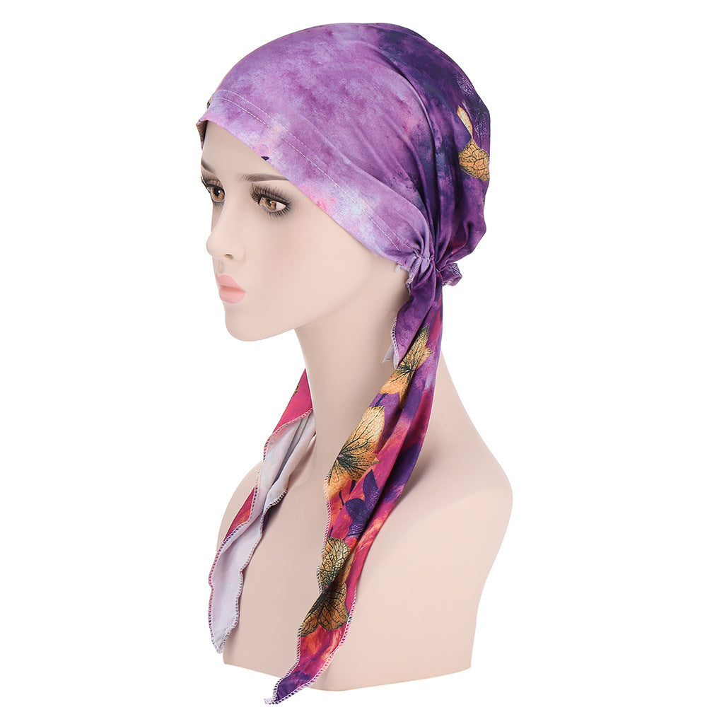 Printed hair cap with scarf