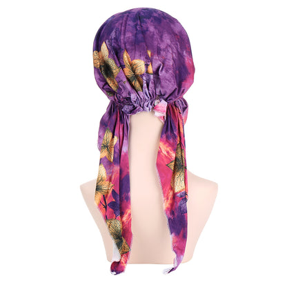 Printed hair cap with scarf