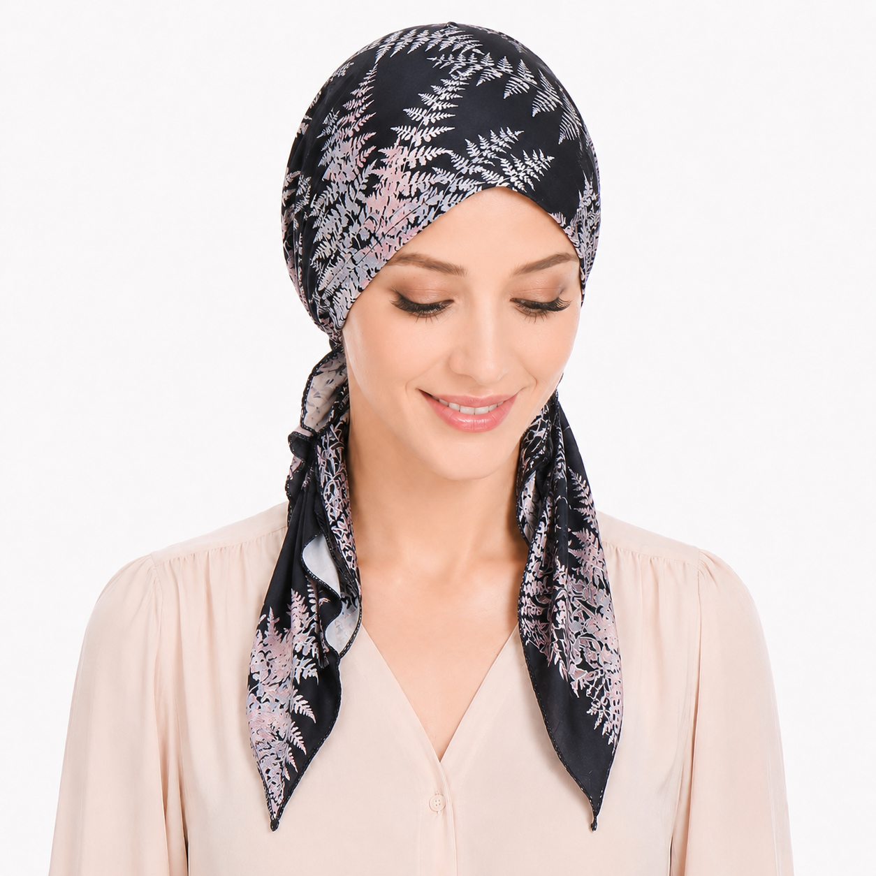 Printed hair cap with scarf