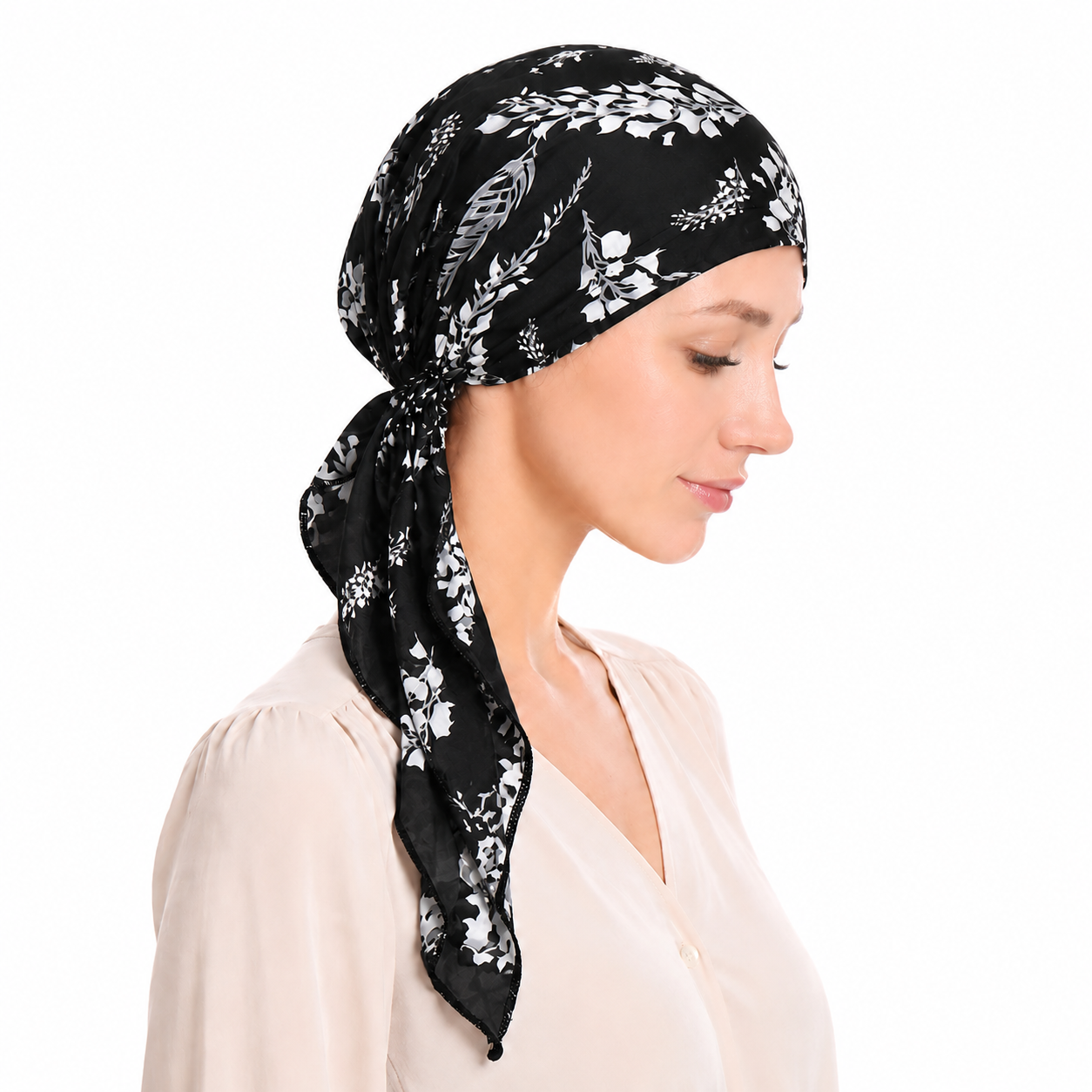 Printed hair cap with scarf