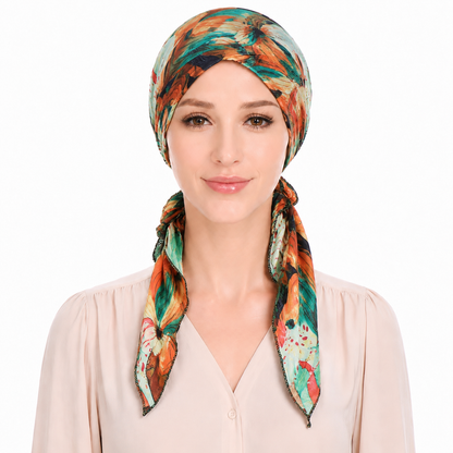 Printed hair cap with scarf