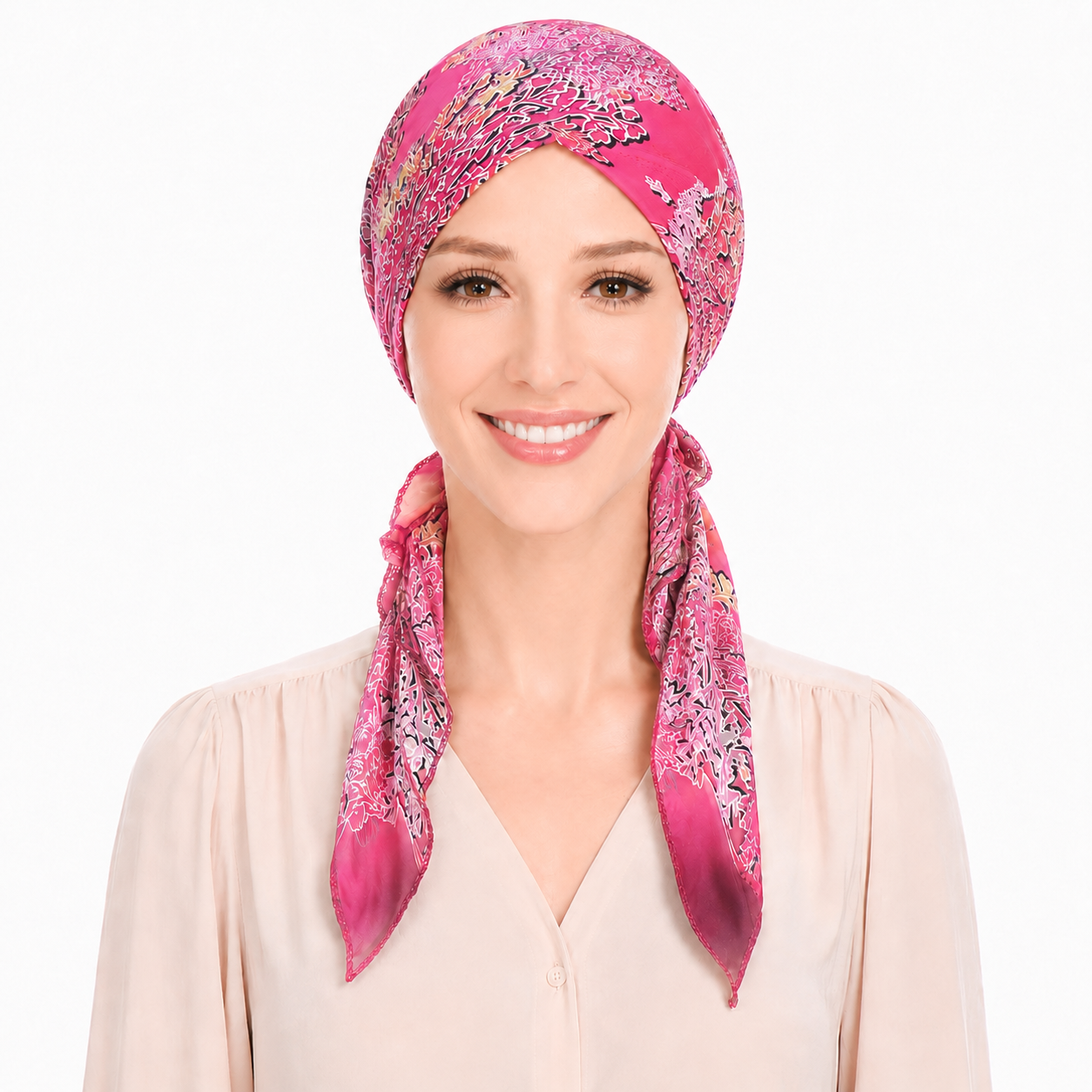 Printed hair cap with scarf