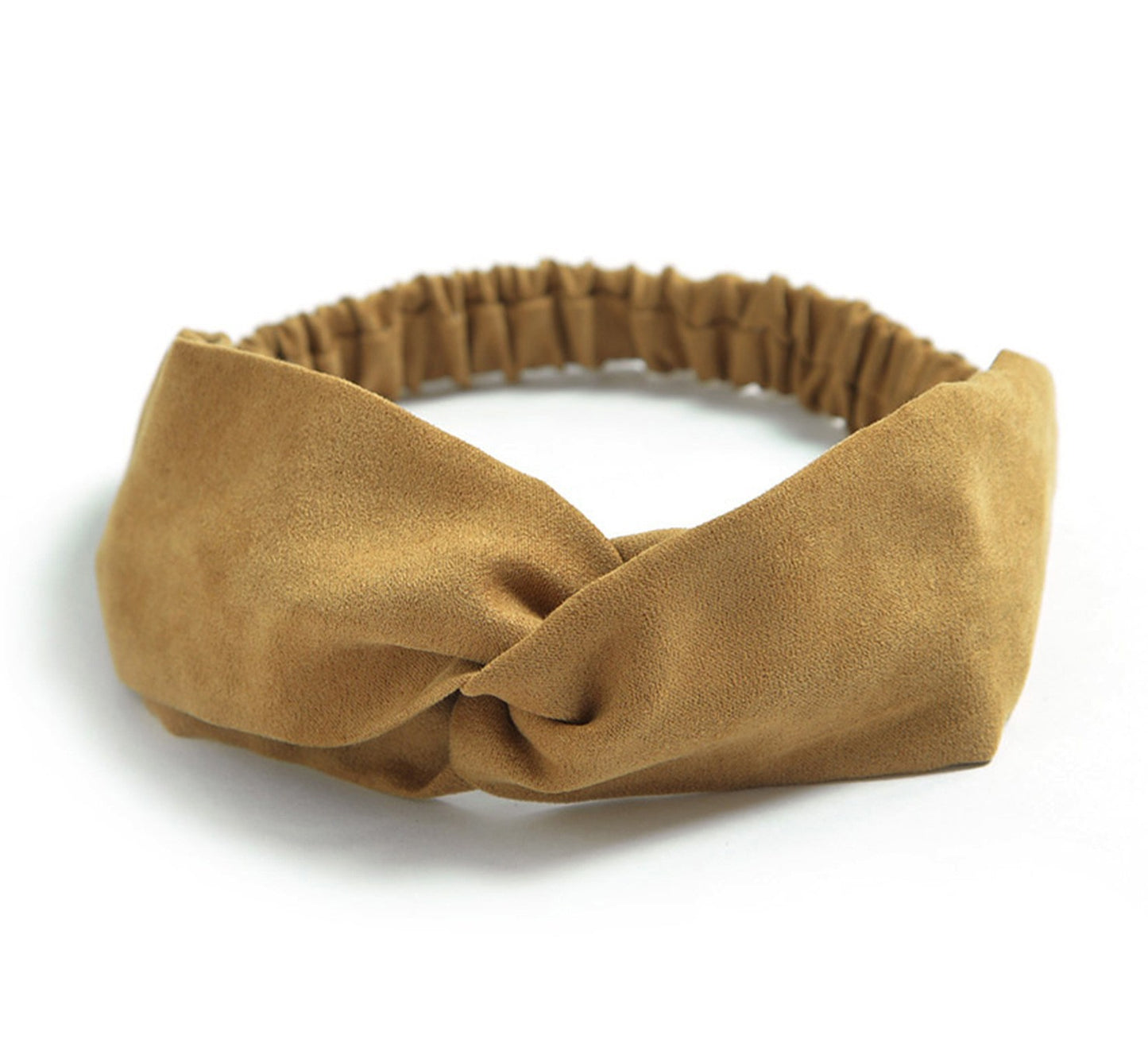 Plain colours suede twist front elastic headband