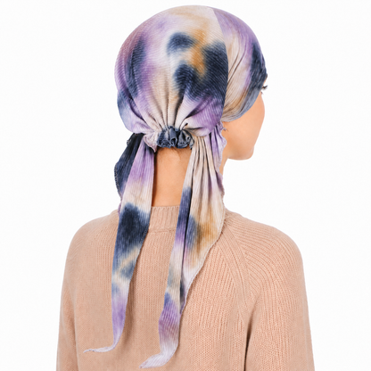 Tie-dye hair cap with scarf