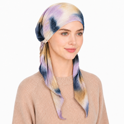 Tie-dye hair cap with scarf