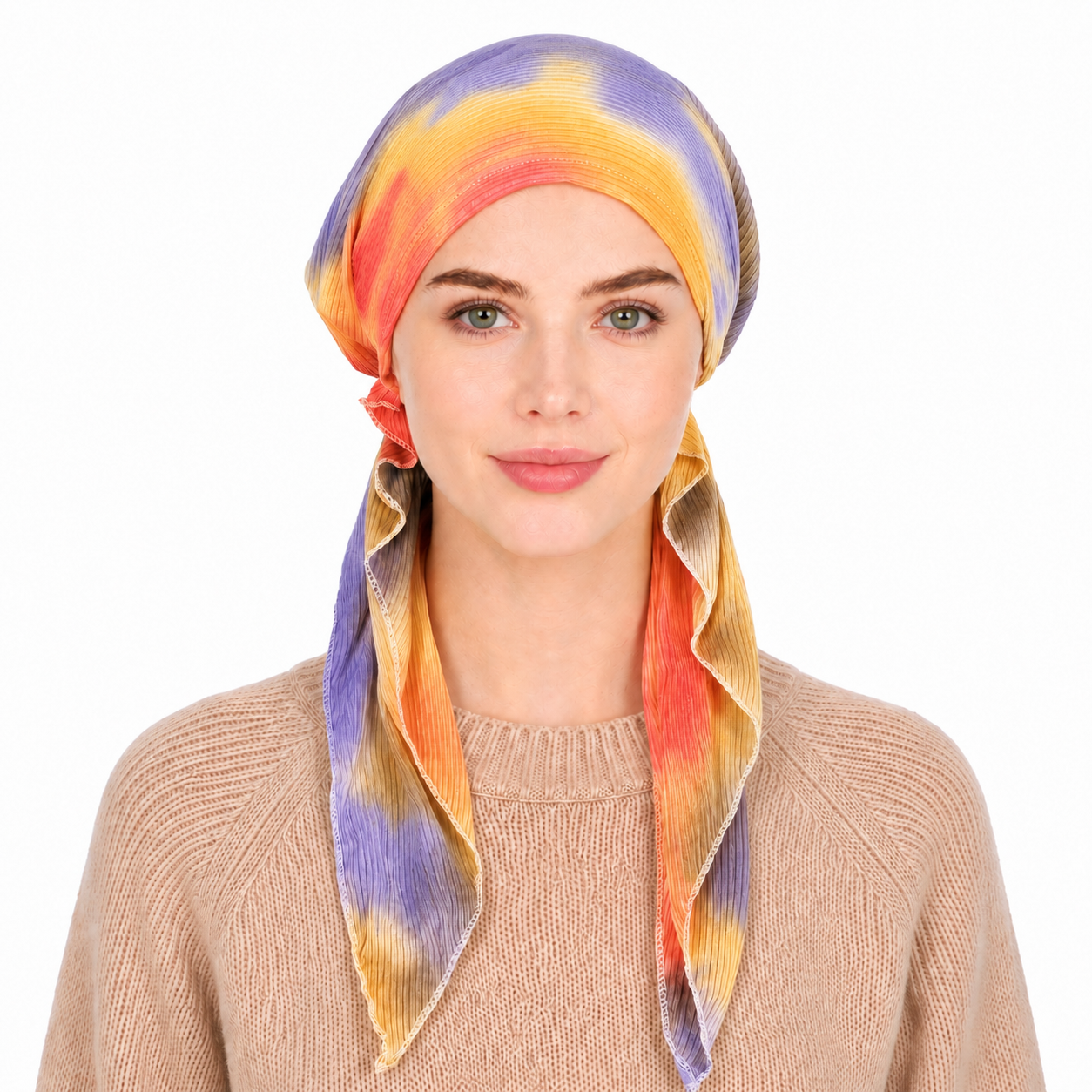 Tie-dye hair cap with scarf