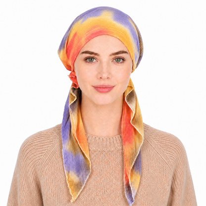 Tie-dye hair cap with scarf