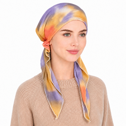 Tie-dye hair cap with scarf